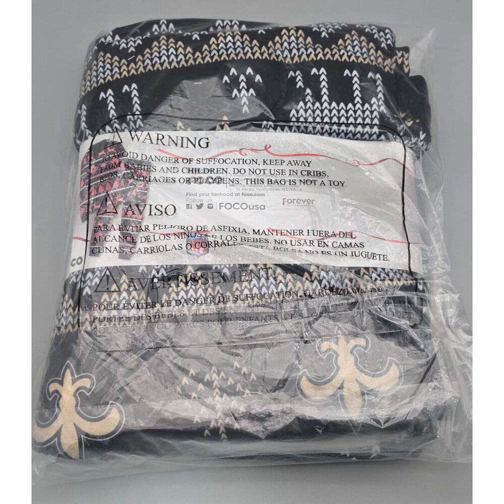 New! Foco 2XL NFL New Orleans Saints Mens Holiday Pajamas - Picture 3 of 5